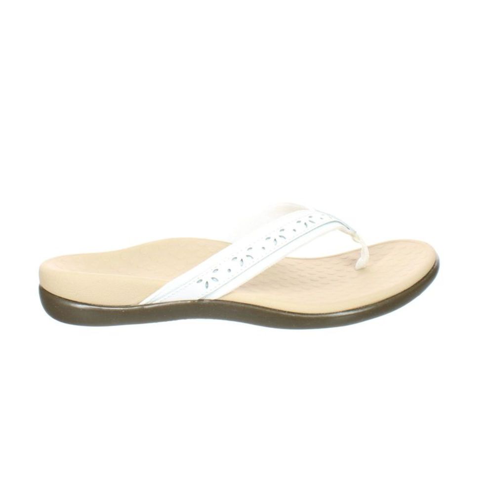 Vionic White and Beige Women's Thong Sandal
